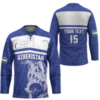 Custom Uzbekistan Football 2026 Hockey Jersey White Wolves Rising