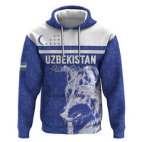 Custom Uzbekistan Football 2026 Hoodie White Wolves Rising