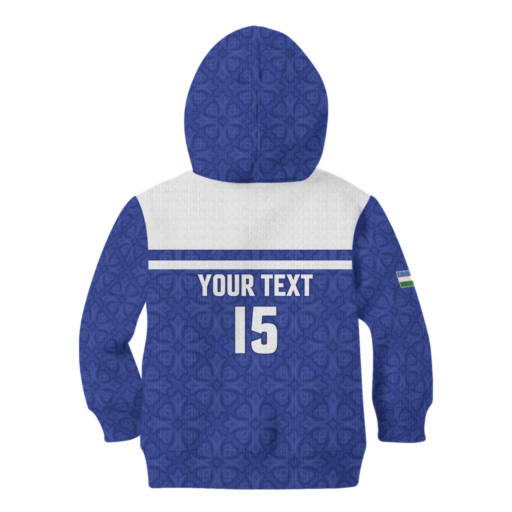 Custom Uzbekistan Football 2026 Kid Hoodie White Wolves Rising