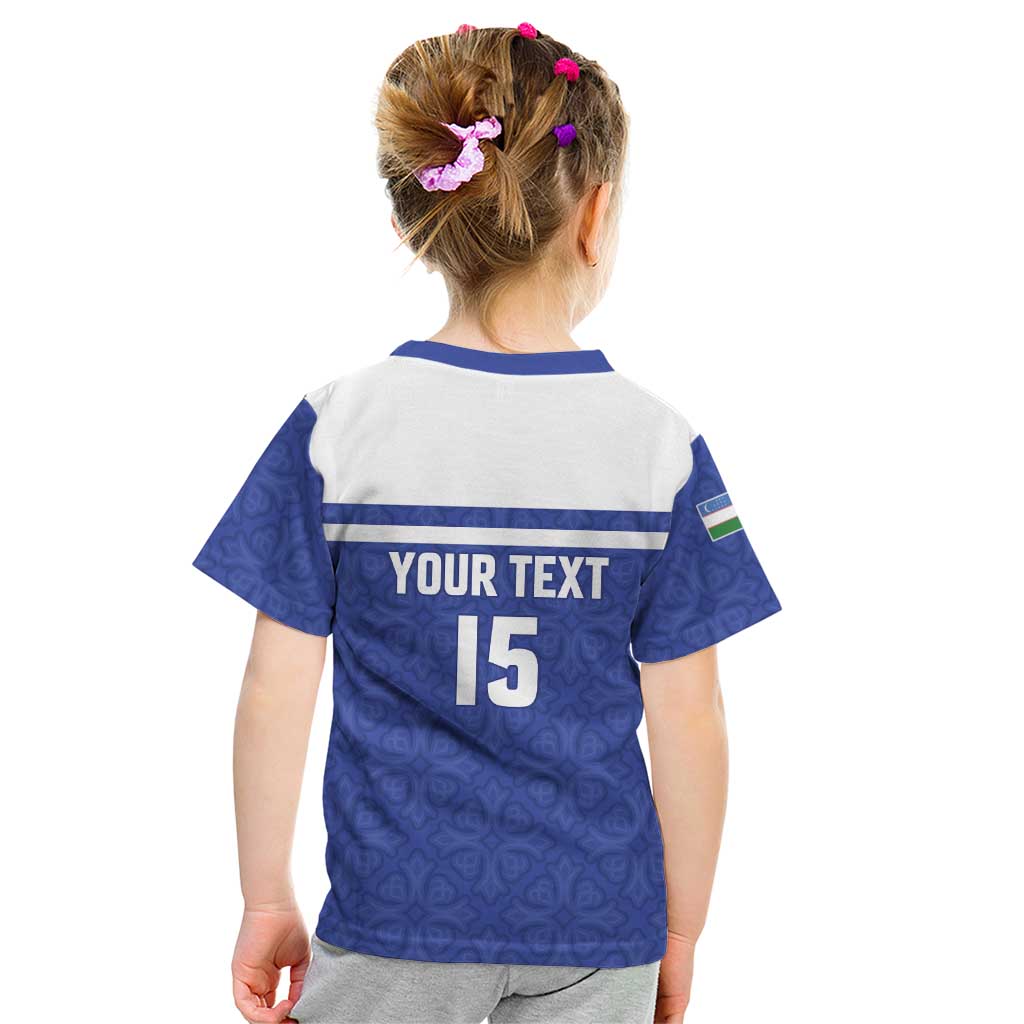 Custom Uzbekistan Football 2026 Kid T Shirt White Wolves Rising