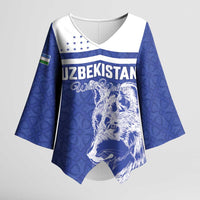 Custom Uzbekistan Football 2026 Kimono Sleeve Blouse White Wolves Rising