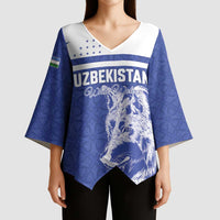 Custom Uzbekistan Football 2026 Kimono Sleeve Blouse White Wolves Rising