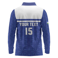 Custom Uzbekistan Football 2026 Long Sleeve Polo Shirt White Wolves Rising