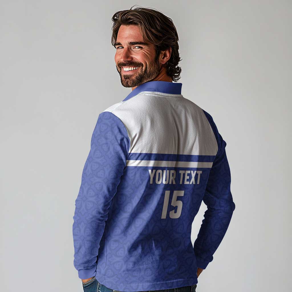Custom Uzbekistan Football 2026 Long Sleeve Polo Shirt White Wolves Rising