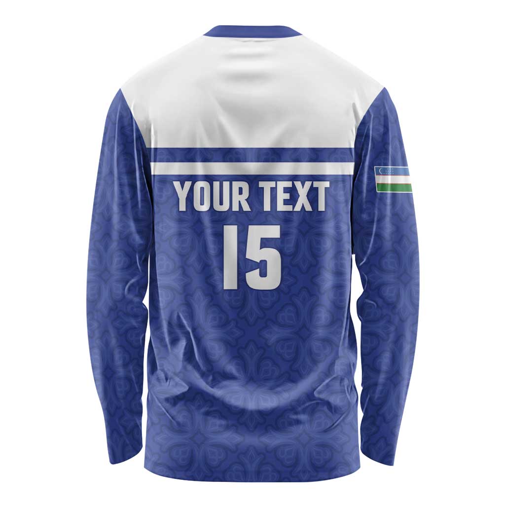 Custom Uzbekistan Football 2026 Long Sleeve Shirt White Wolves Rising