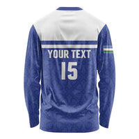 Custom Uzbekistan Football 2026 Long Sleeve Shirt White Wolves Rising