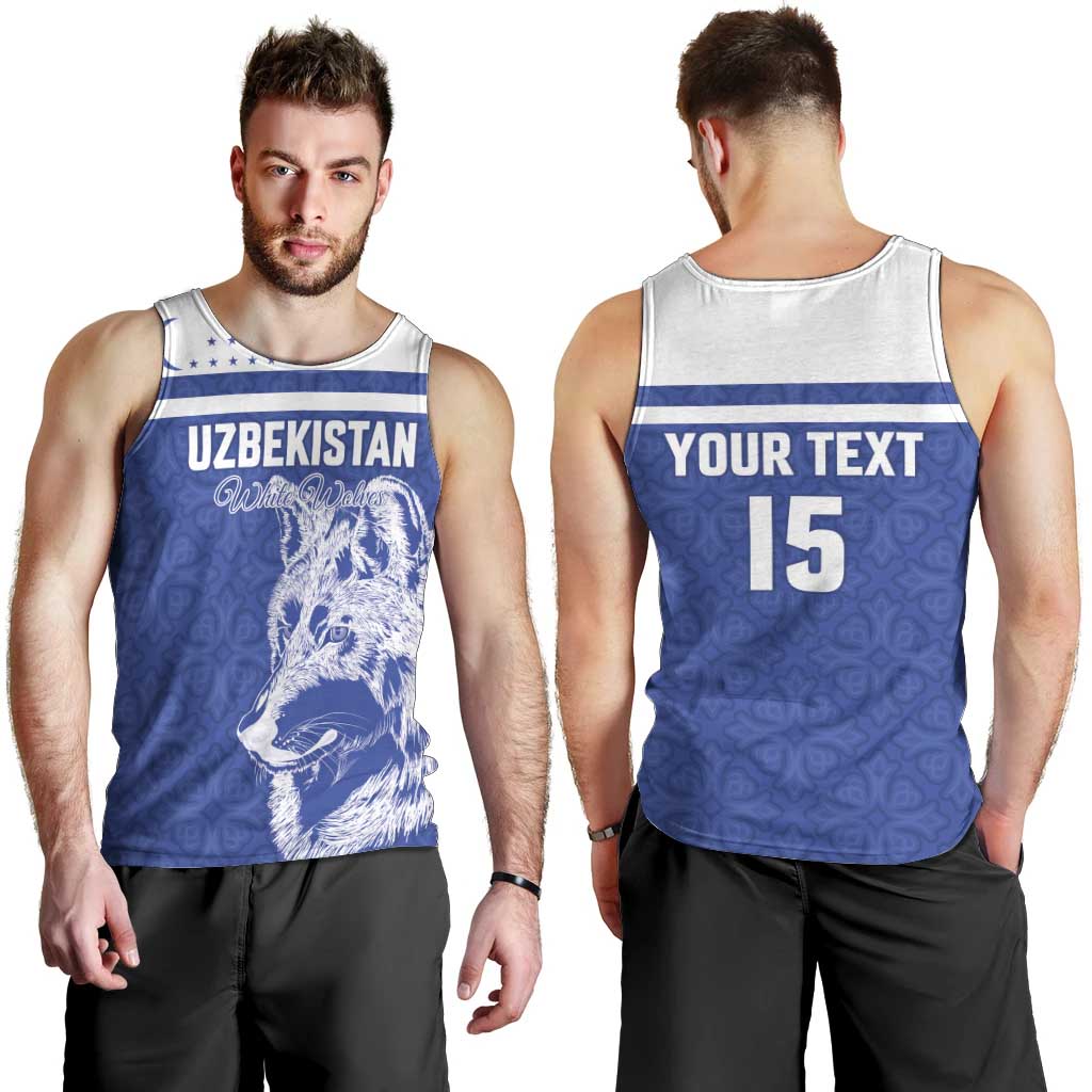 Custom Uzbekistan Football 2026 Men Tank Top White Wolves Rising