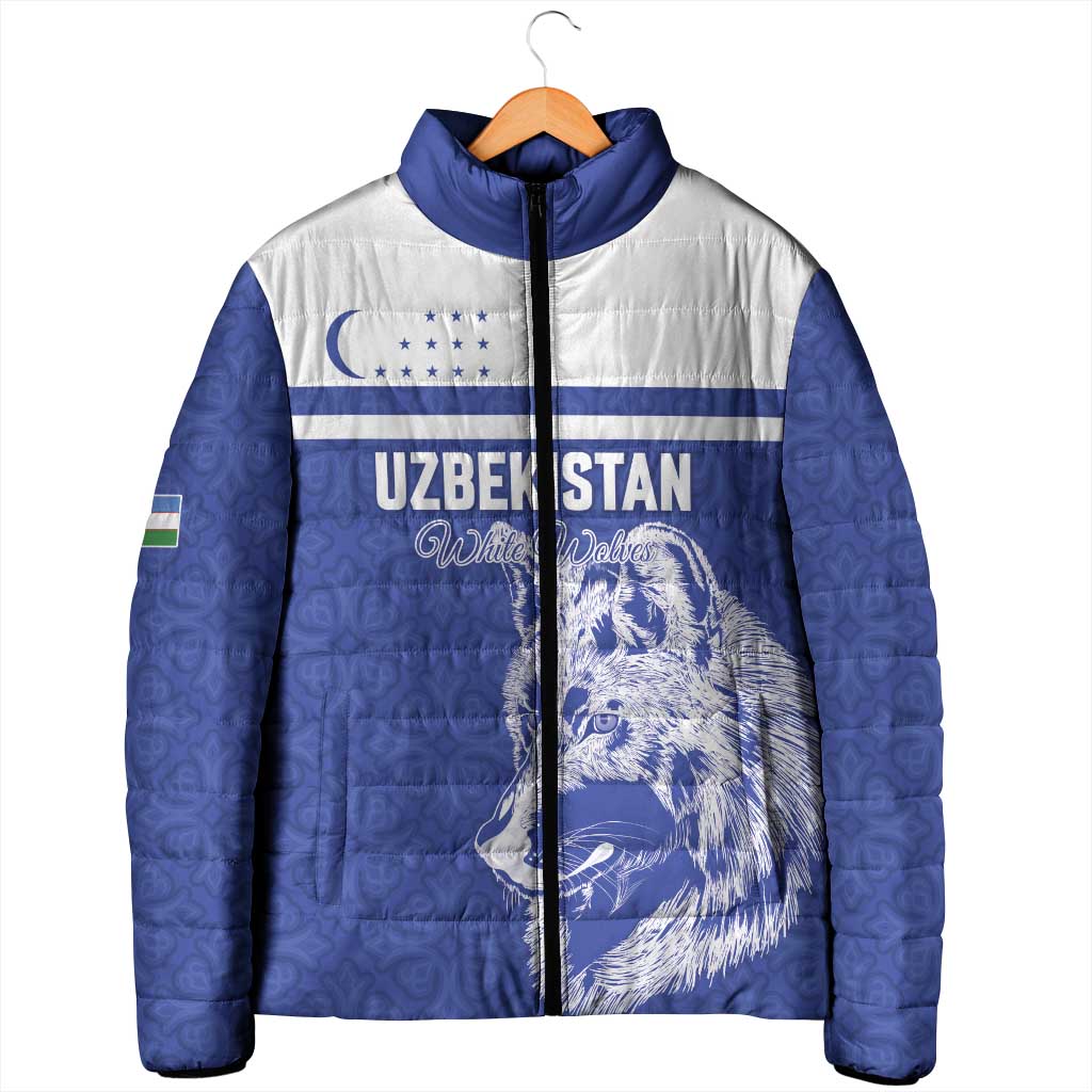 Custom Uzbekistan Football 2026 Padded Jacket White Wolves Rising