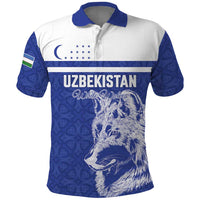 Custom Uzbekistan Football 2026 Polo Shirt White Wolves Rising