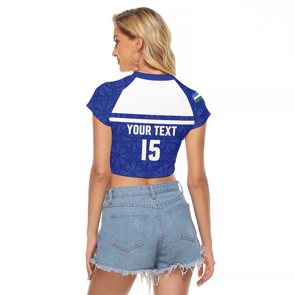 Custom Uzbekistan Football 2026 Raglan Cropped T Shirt White Wolves Rising