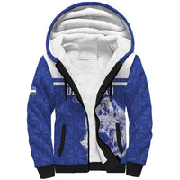 Custom Uzbekistan Football 2026 Sherpa Hoodie White Wolves Rising