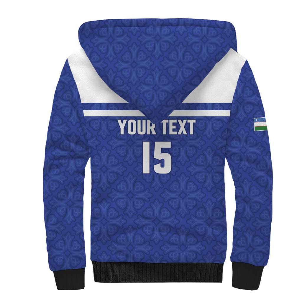Custom Uzbekistan Football 2026 Sherpa Hoodie White Wolves Rising