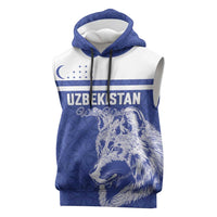 Custom Uzbekistan Football 2026 Sleeveless Hoodie White Wolves Rising