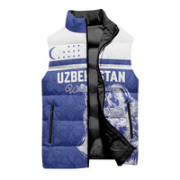 Custom Uzbekistan Football 2026 Sleeveless Puffer Jacket White Wolves Rising