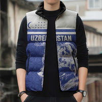 Custom Uzbekistan Football 2026 Sleeveless Puffer Jacket White Wolves Rising