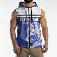 Custom Uzbekistan Football 2026 Sleeveless Zip Hoodie White Wolves Rising