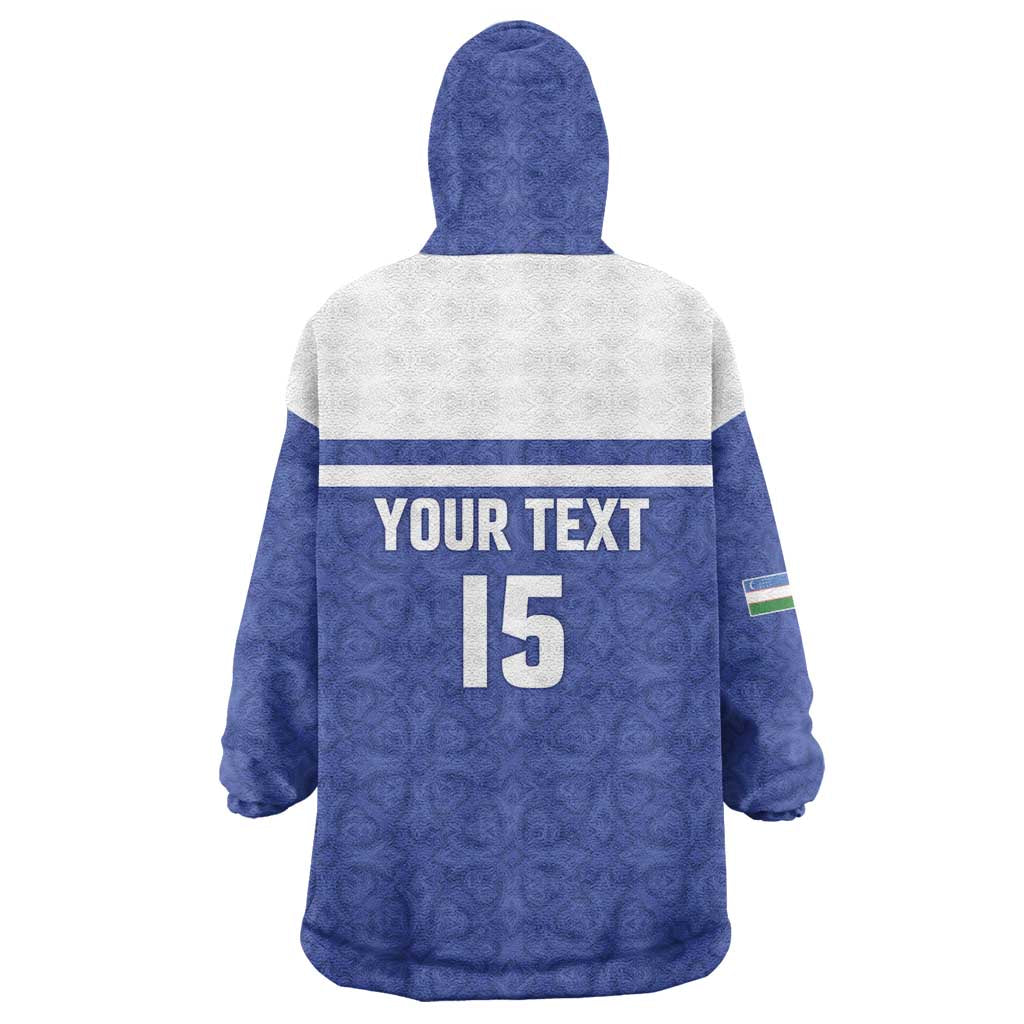 Custom Uzbekistan Football 2026 Wearable Blanket Hoodie White Wolves Rising