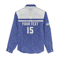 Custom Uzbekistan Football 2026 Women Casual Shirt White Wolves Rising