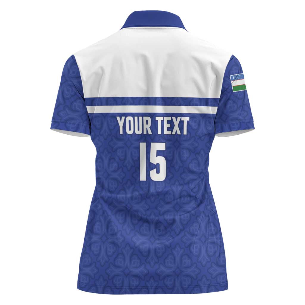 Custom Uzbekistan Football 2026 Women Polo Shirt White Wolves Rising