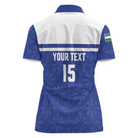 Custom Uzbekistan Football 2026 Women Polo Shirt White Wolves Rising