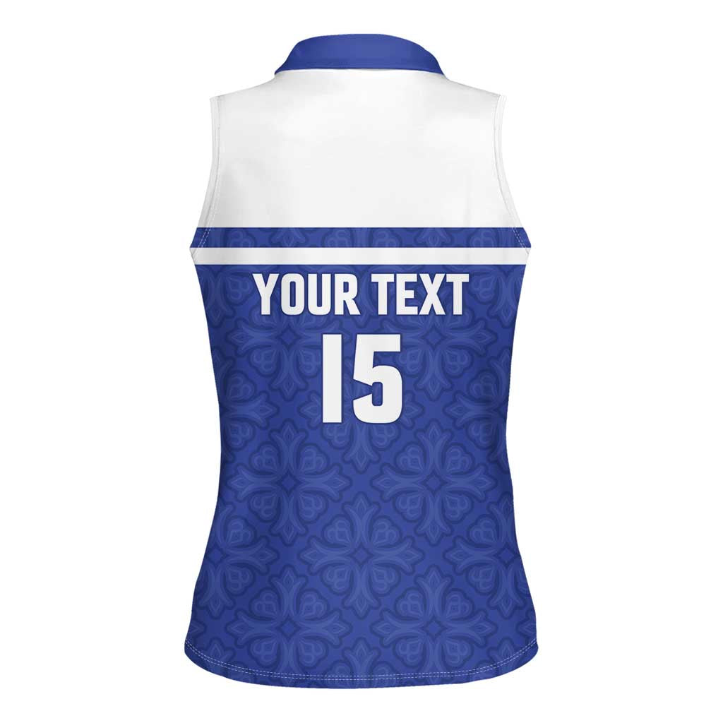 Custom Uzbekistan Football 2026 Women Sleeveless Polo Shirt White Wolves Rising