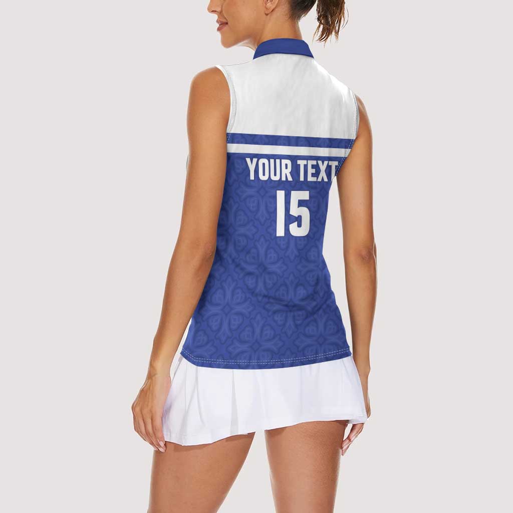 Custom Uzbekistan Football 2026 Women Sleeveless Polo Shirt White Wolves Rising