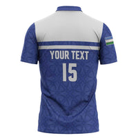 Custom Uzbekistan Football 2026 Zipper Polo Shirt White Wolves Rising