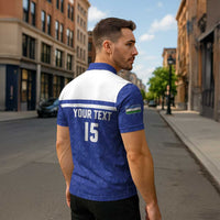 Custom Uzbekistan Football 2026 Zipper Polo Shirt White Wolves Rising