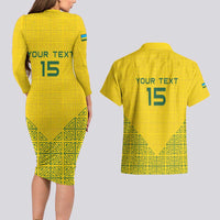 Custom Rwanda Football Couples Matching Long Sleeve Bodycon Dress and Hawaiian Shirt Amavubi Oyeee!