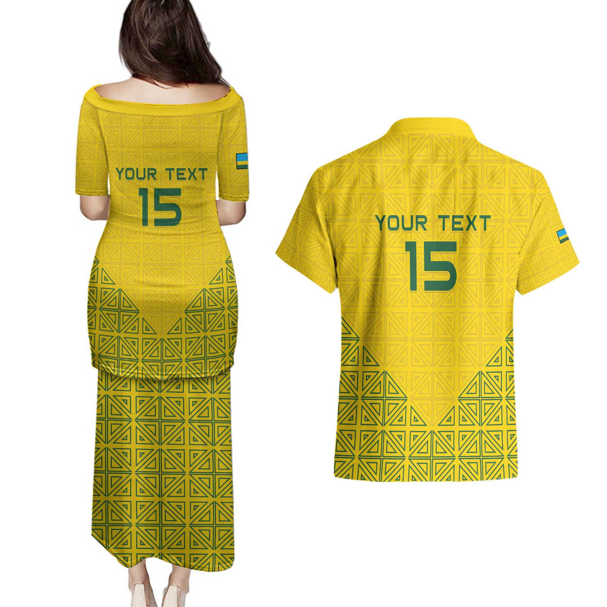 Custom Rwanda Football Couples Matching Puletasi and Hawaiian Shirt Amavubi Oyeee!