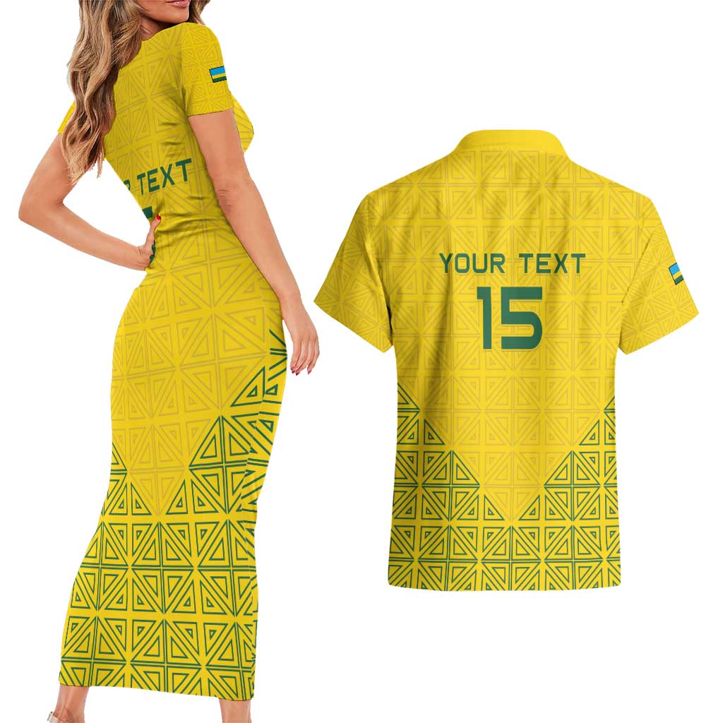Custom Rwanda Football Couples Matching Short Sleeve Bodycon Dress and Hawaiian Shirt Amavubi Oyeee!
