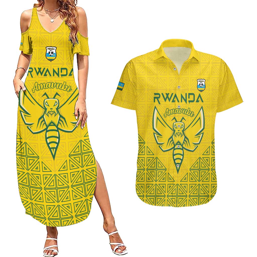 Custom Rwanda Football Couples Matching Summer Maxi Dress and Hawaiian Shirt Amavubi Oyeee!