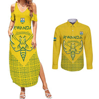 Custom Rwanda Football Couples Matching Summer Maxi Dress and Long Sleeve Button Shirt Amavubi Oyeee!