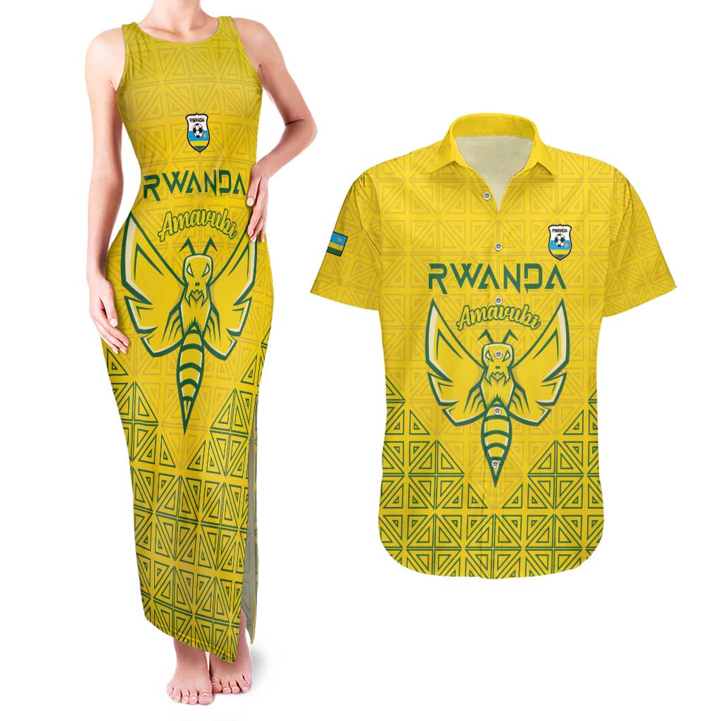 Custom Rwanda Football Couples Matching Tank Maxi Dress and Hawaiian Shirt Amavubi Oyeee!