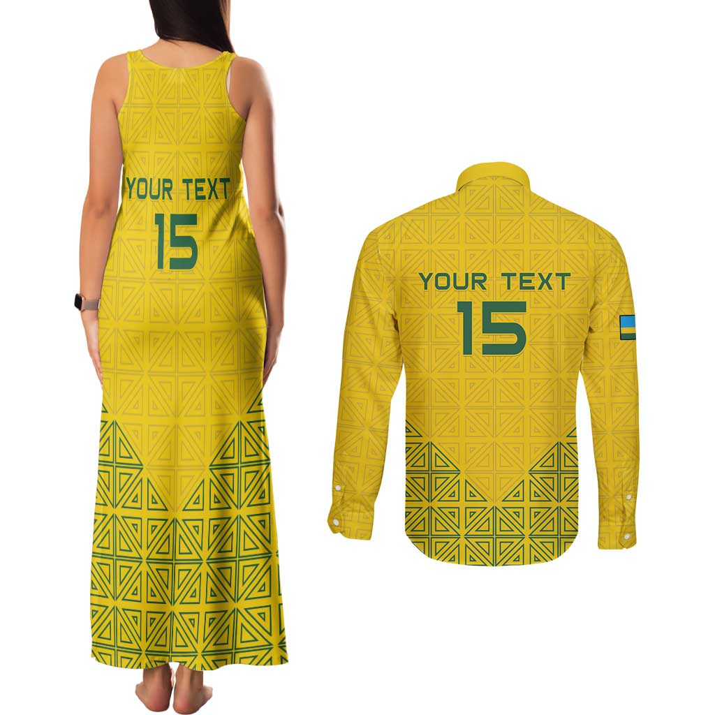 Custom Rwanda Football Couples Matching Tank Maxi Dress and Long Sleeve Button Shirt Amavubi Oyeee!