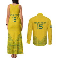 Custom Rwanda Football Couples Matching Tank Maxi Dress and Long Sleeve Button Shirt Amavubi Oyeee!