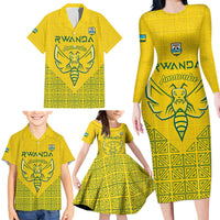 Custom Rwanda Football Family Matching Long Sleeve Bodycon Dress and Hawaiian Shirt Amavubi Oyeee!