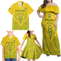 Custom Rwanda Football Family Matching Off Shoulder Maxi Dress and Hawaiian Shirt Amavubi Oyeee!