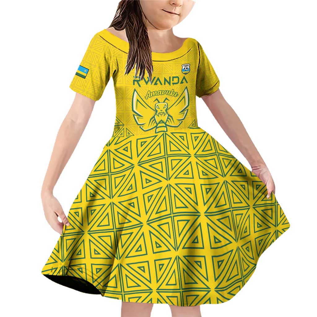 Custom Rwanda Football Family Matching Off Shoulder Short Dress and Hawaiian Shirt Amavubi Oyeee!