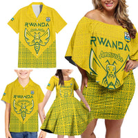 Custom Rwanda Football Family Matching Off Shoulder Short Dress and Hawaiian Shirt Amavubi Oyeee!
