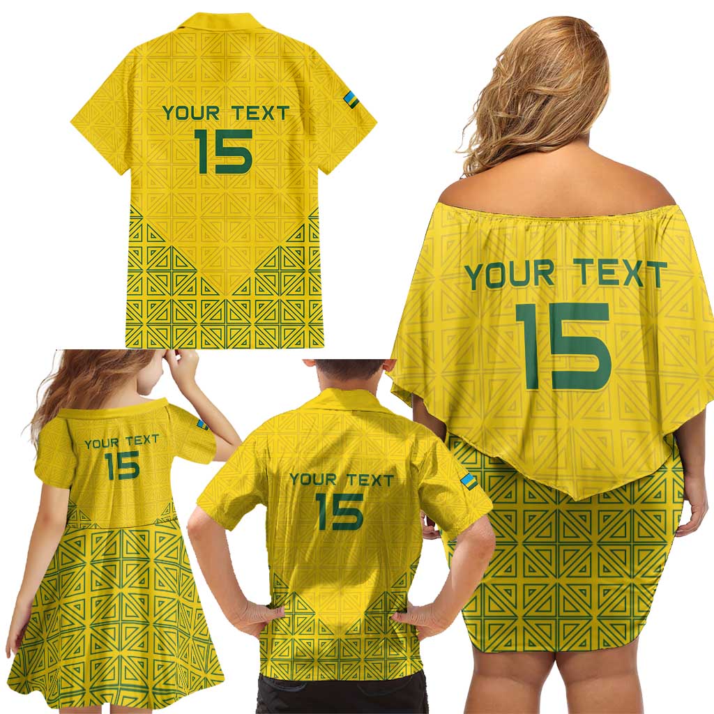Custom Rwanda Football Family Matching Off Shoulder Short Dress and Hawaiian Shirt Amavubi Oyeee!