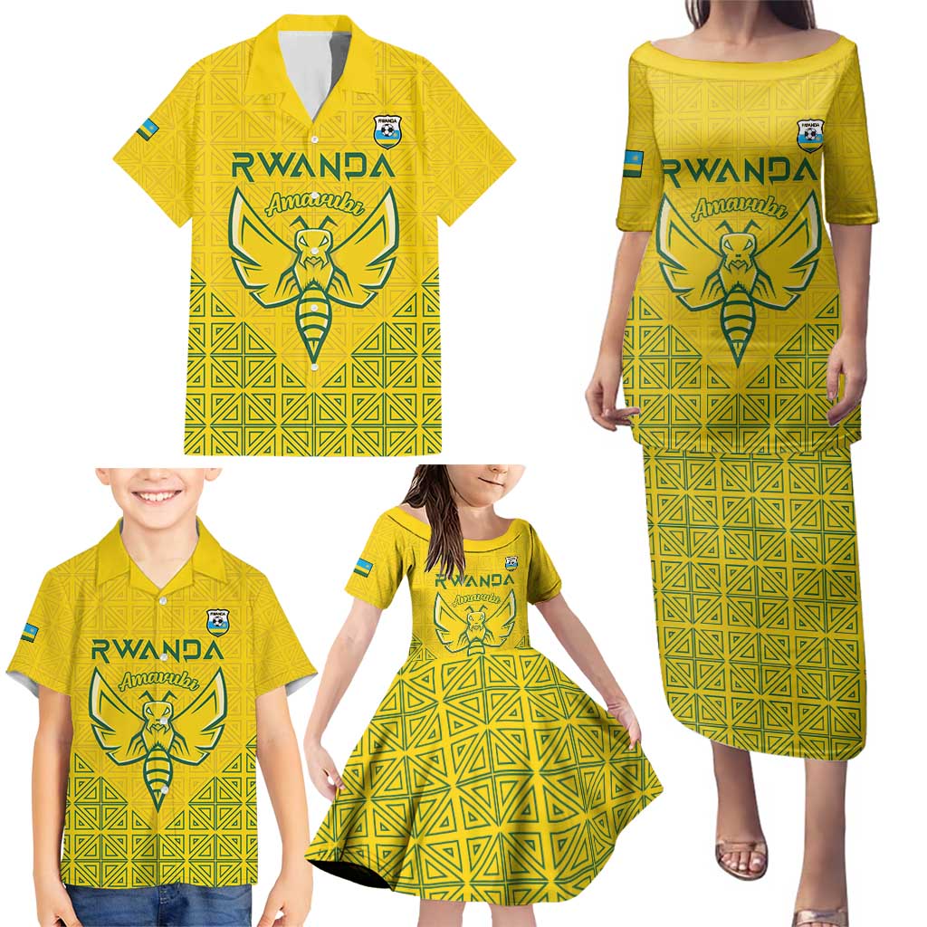 Custom Rwanda Football Family Matching Puletasi and Hawaiian Shirt Amavubi Oyeee!