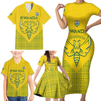 Custom Rwanda Football Family Matching Short Sleeve Bodycon Dress and Hawaiian Shirt Amavubi Oyeee!