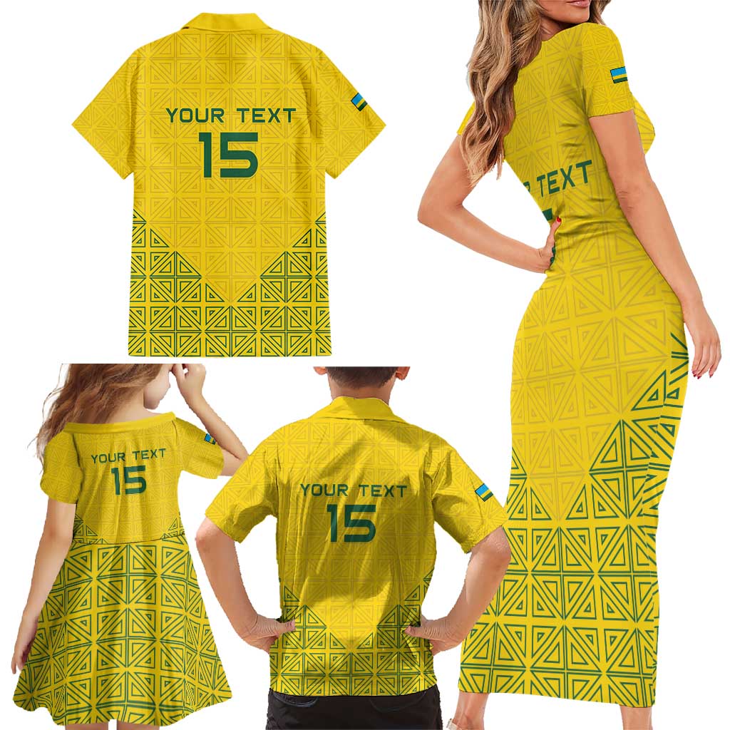 Custom Rwanda Football Family Matching Short Sleeve Bodycon Dress and Hawaiian Shirt Amavubi Oyeee!