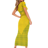 Custom Rwanda Football Family Matching Short Sleeve Bodycon Dress and Hawaiian Shirt Amavubi Oyeee!