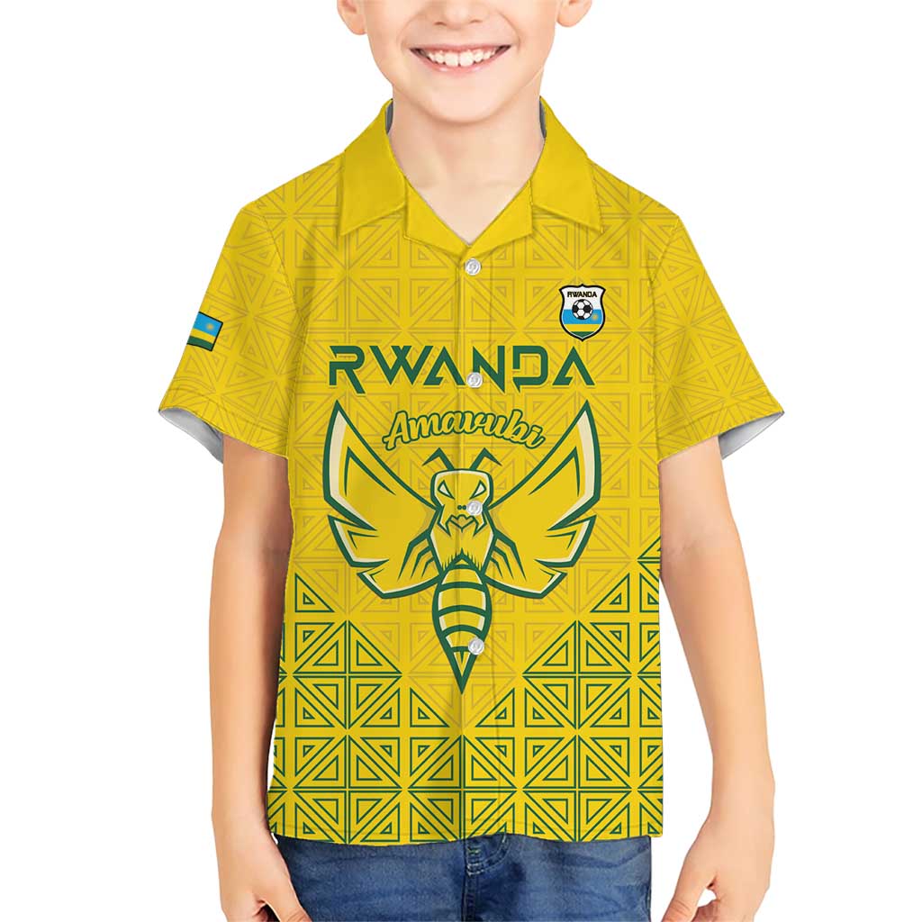 Custom Rwanda Football Family Matching Short Sleeve Bodycon Dress and Hawaiian Shirt Amavubi Oyeee!