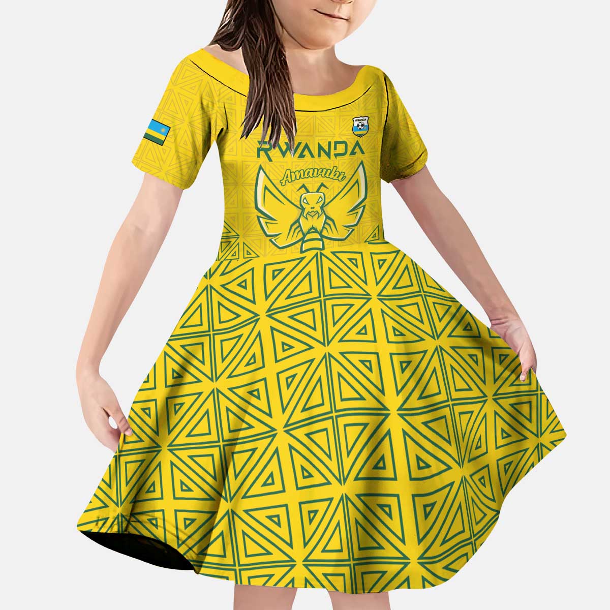 Custom Rwanda Football Kid Short Sleeve Dress Amavubi Oyeee!