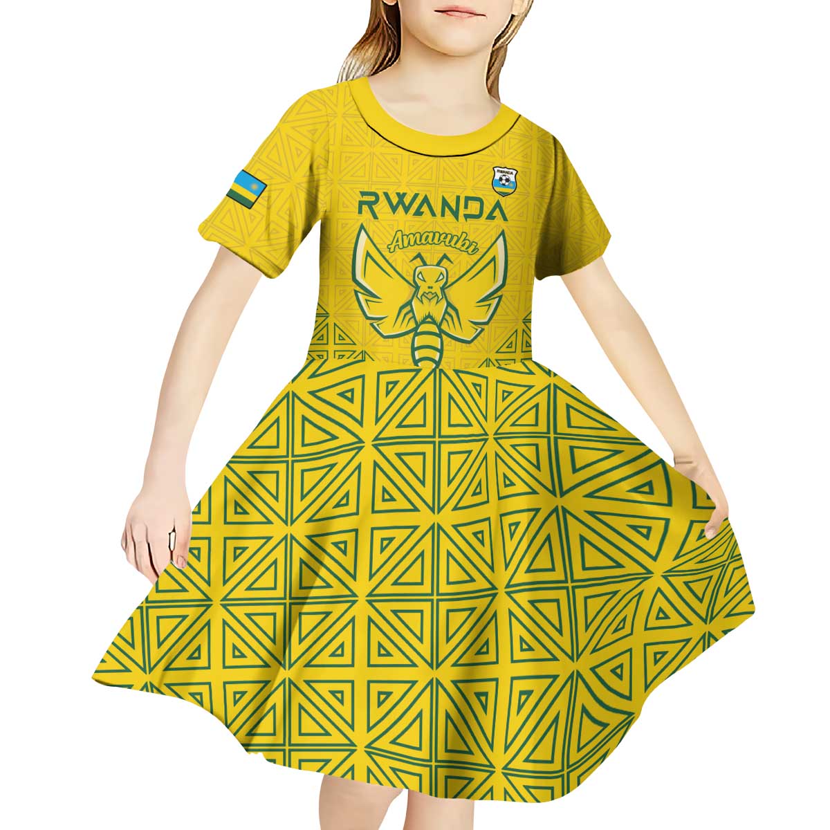 Custom Rwanda Football Kid Short Sleeve Dress Amavubi Oyeee!