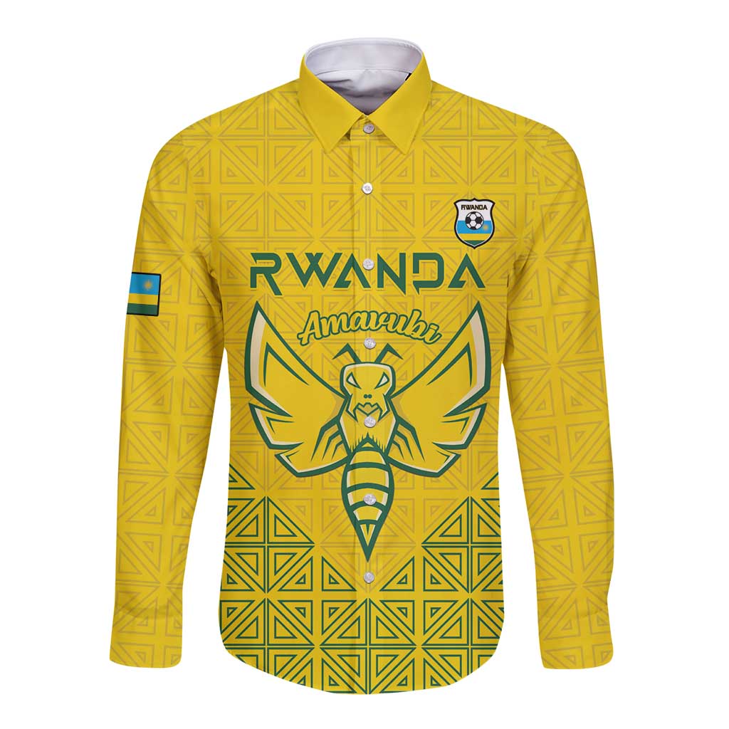 Custom Rwanda Football Long Sleeve Button Shirt Amavubi Oyeee!
