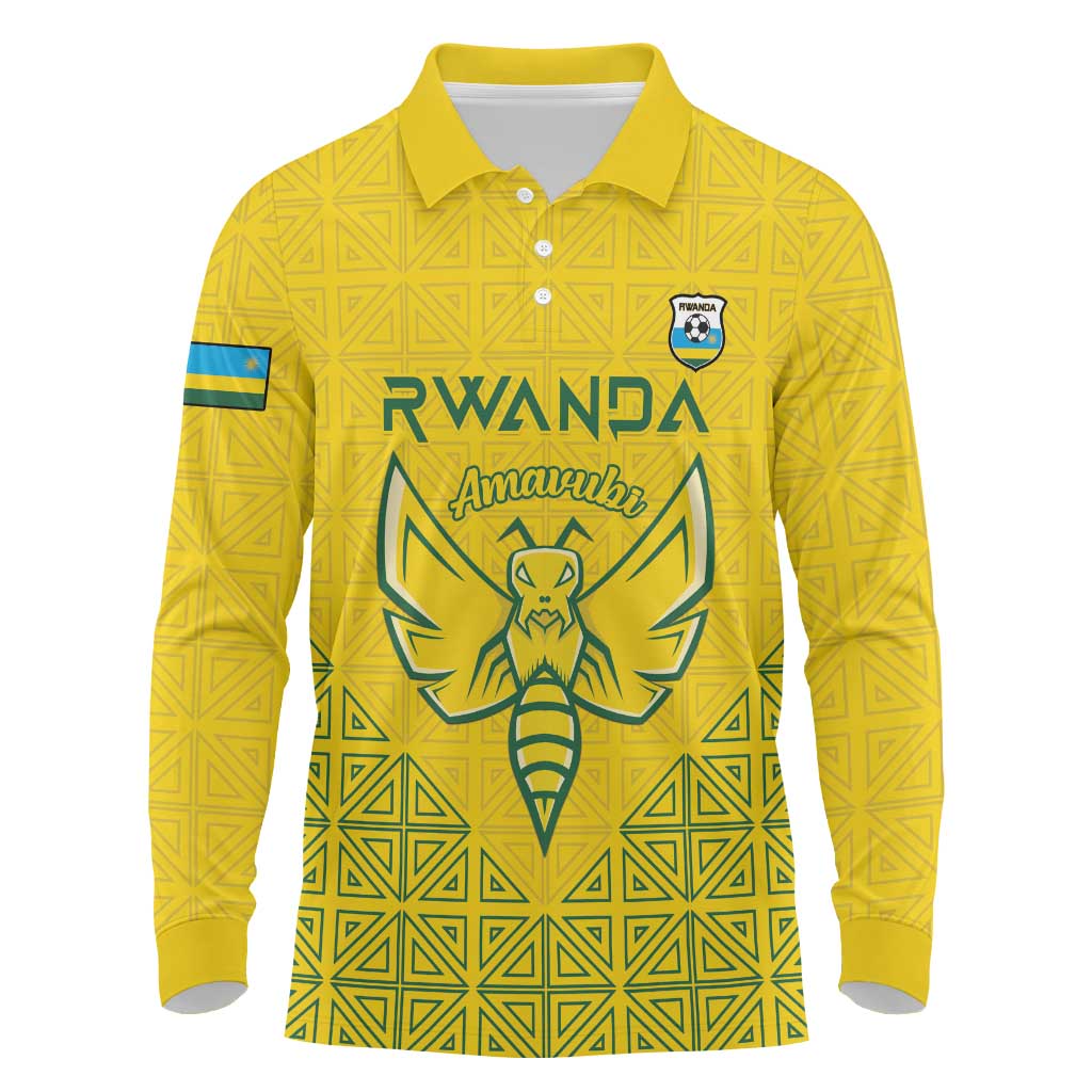 Custom Rwanda Football Long Sleeve Polo Shirt Amavubi Oyeee!